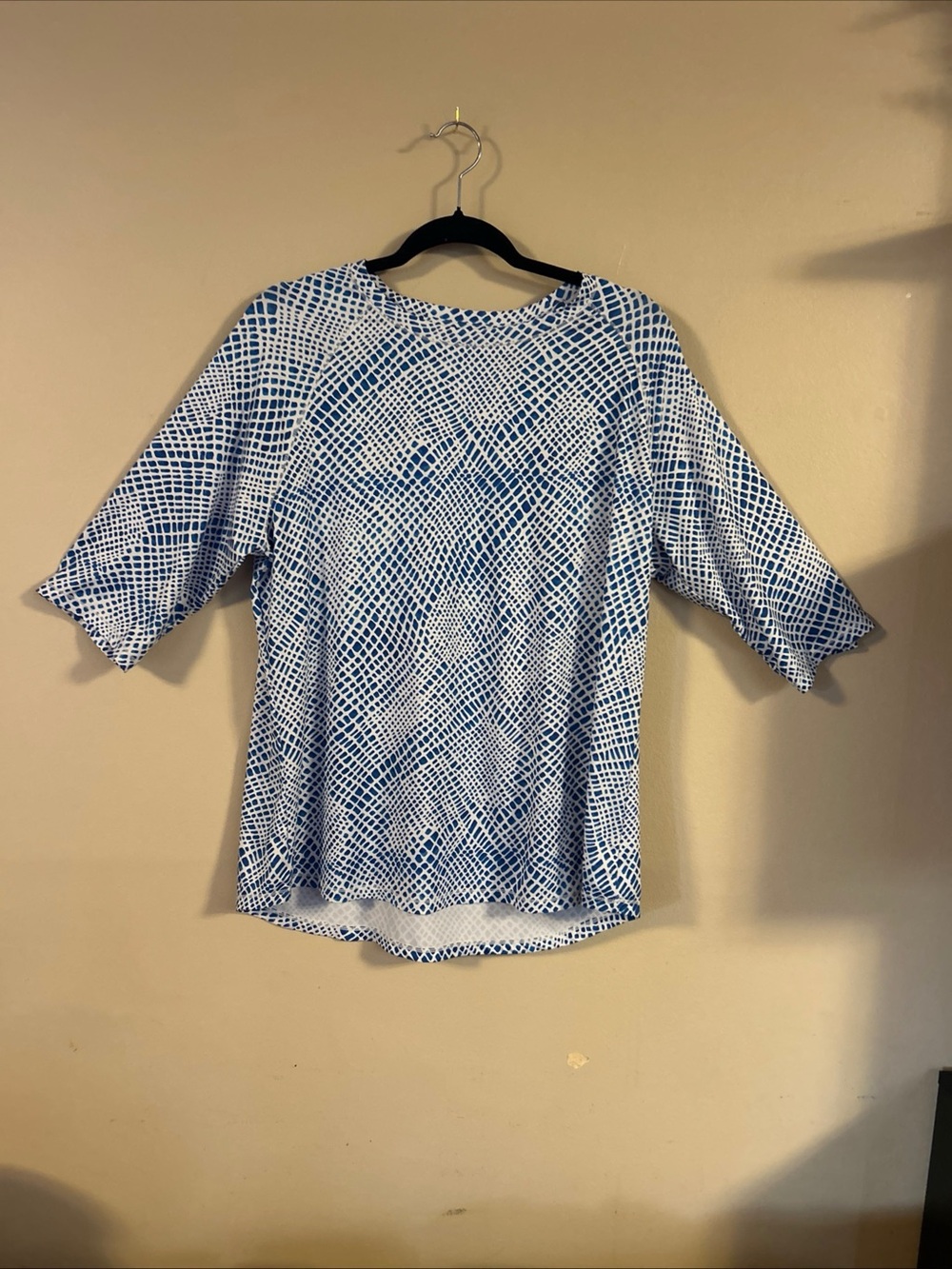 Reel Legends Blue & White Geometric Crewneck Top
